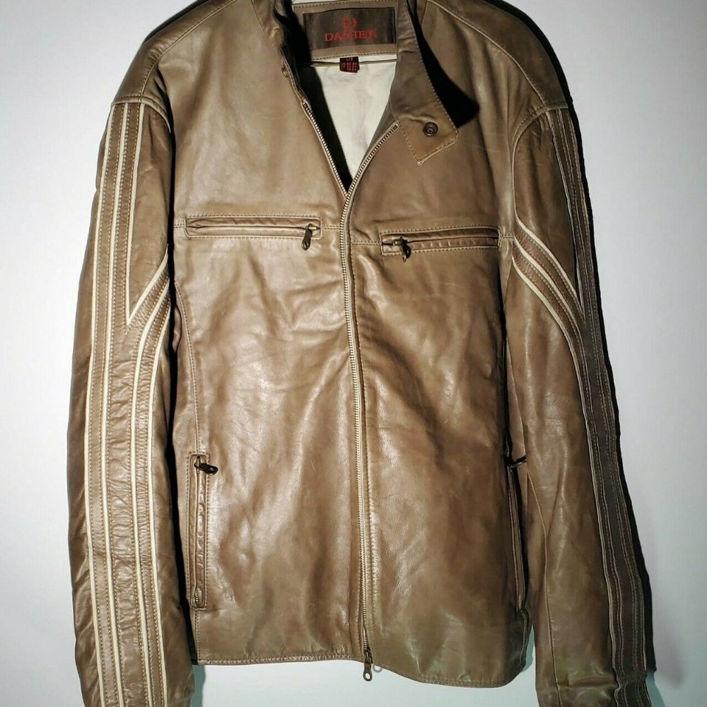 DANIER BROWN GENUINE LEATHER JACKET RN S7205 CA 02558 Sz L